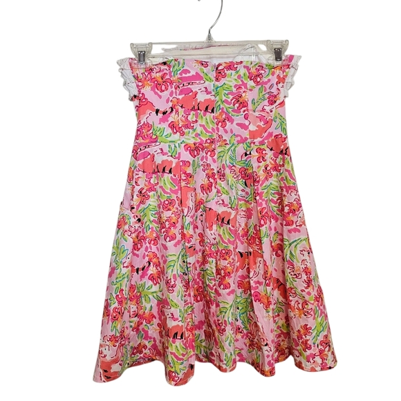 Lilly Pulitzer Strapless Ferra Dress Call Me Kitty Tiger Ruffle Mini Dress - Picture 3 of 8